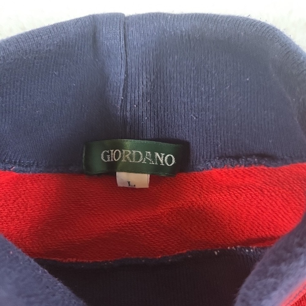 Vintage GIORDANO Sweater Large Red Pullover Turtle Neck 100% Cotton - Picture 5 of 8